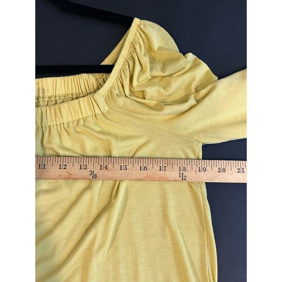 Ann Taylor Yellow Blouse Square Neckline Elastic Hem Size Small - Picture 7 of 8